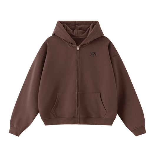 Unisex Cropped Double-Zip Hoodie (460 GSM)